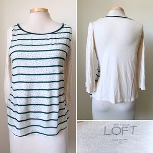 Anne Taylor Loft Women's Top Cream and Green